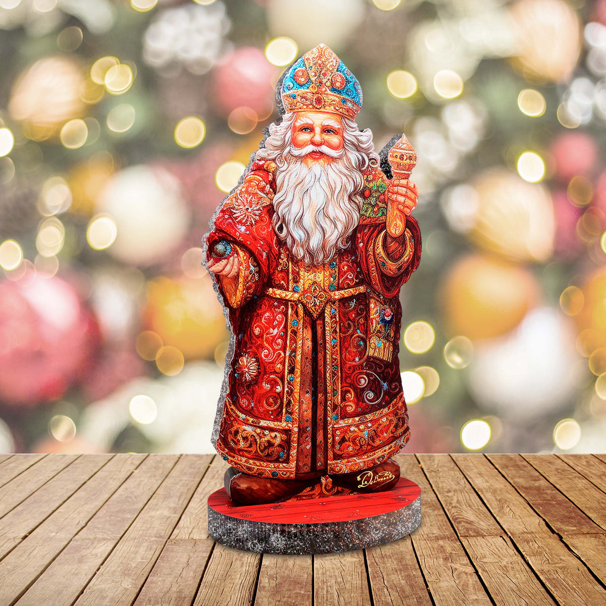 Festive Santa Limited Edition Centerpiece Wooden Figurine