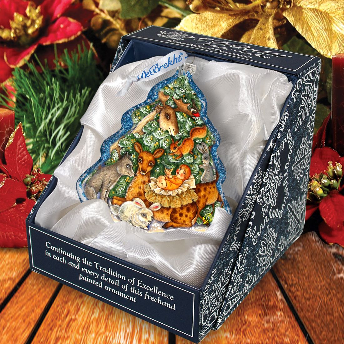 Forest Nativity Glass Ornament by G. DeBrekht - Wildlife Holiday Decor - 762-045