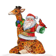 Santa On Giraffe Outdoor Scene by G. DeBrekht - Christmas Santa Snowman Décor - 8111360F