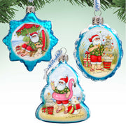 Christmas at the Beach Mercury Glass Ornaments Set of 3