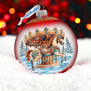 Winter Wonderland Carousel Lg Glass Ornament by G.Debrekht - Christmas Holiday Decor - 73953