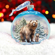 A Love for All Seasons: Grizzly Bears Ball Glass Ornament by G. Debrekht - Wildlife Holiday Decor - 73382