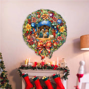 Nativity Wreath Outdoor Indoor Decor Wooden Christmas Decoration by G. Debrekht - Christmas Decor - 8652805F