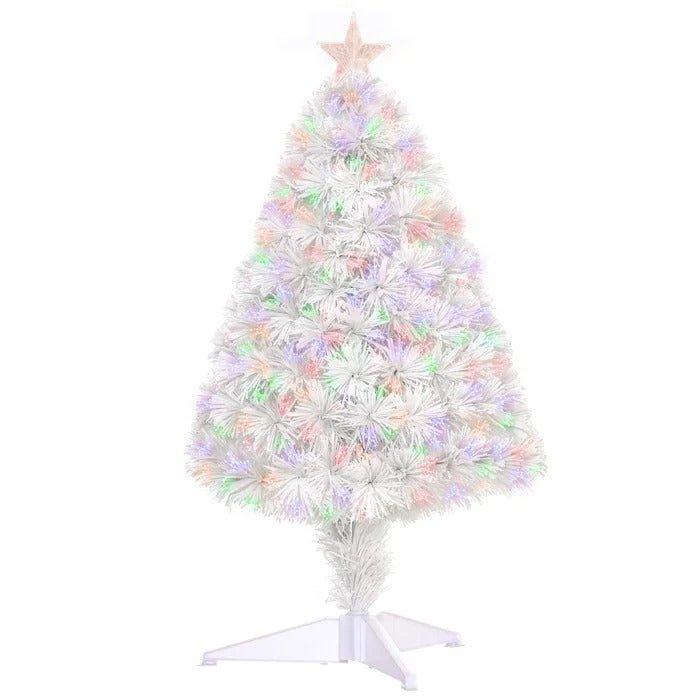 32" Lighted Artificial Fir Tabletop Christmas Tree - RGB Fiber Optic Lights - Christmas Trees USA