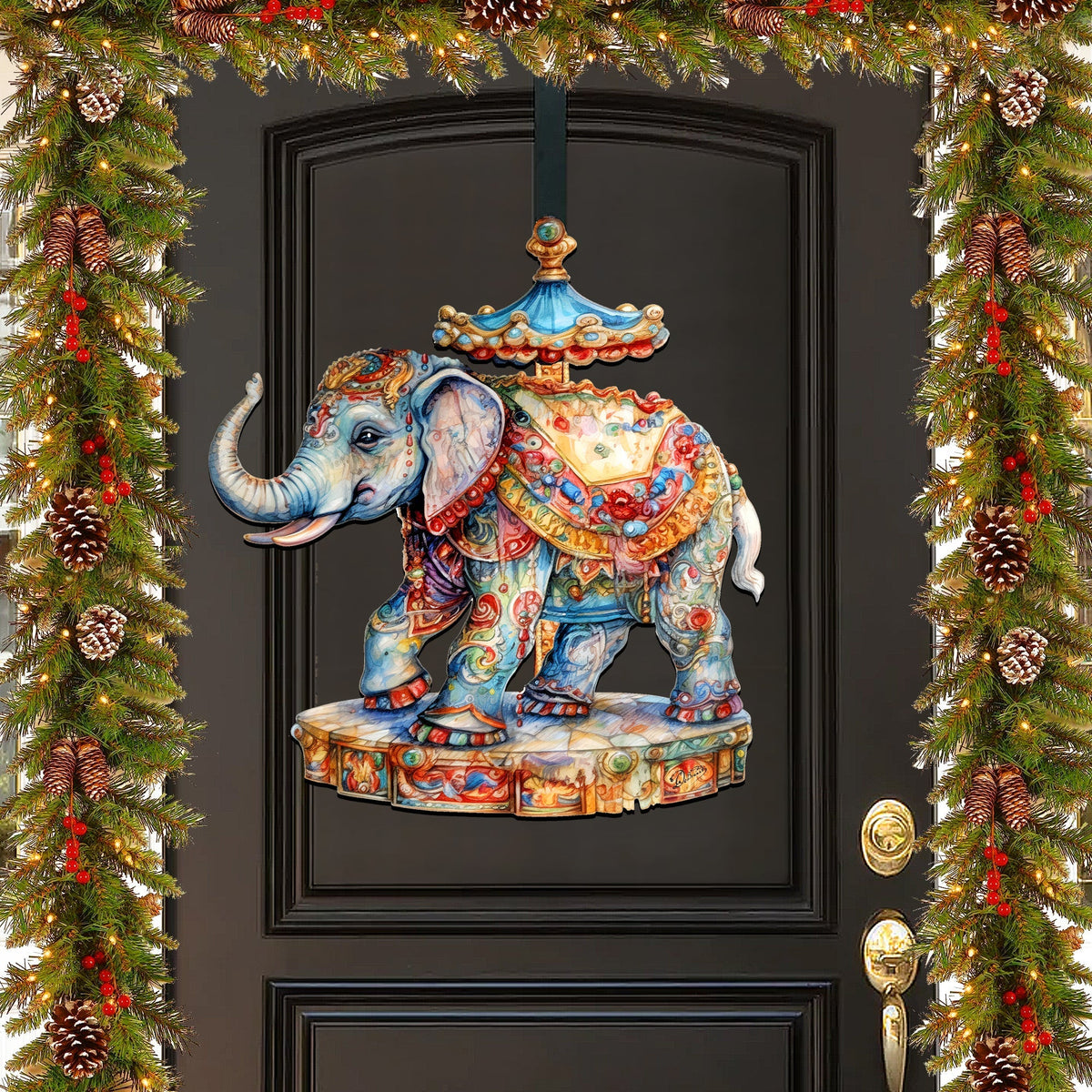 Carousel Elefant Holiday Door Decor  by G. Debrekht - Christmas Decor - 8611029H