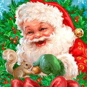 Santa Bow Wreath Art Wooden Wall Art by D. Gelsinger - Christmas Santa Snowman Decor - 95606B-1309