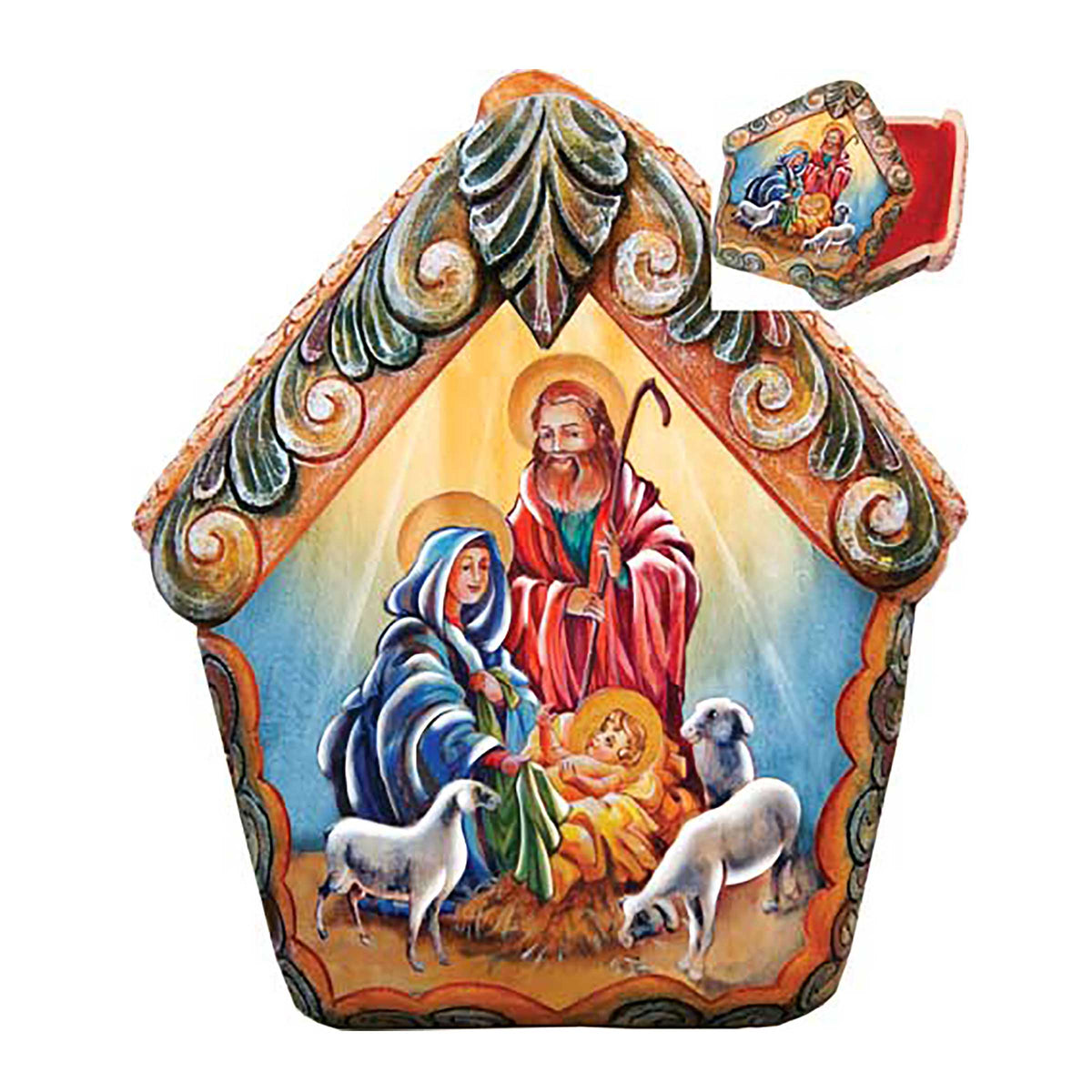 Nativity Scene Wrapped Wishes Dome Box Handcrafted Christmas Figurine