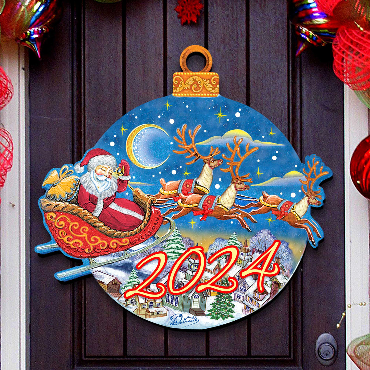 2024 Dated Up-Up and Away Santa Door Hanger