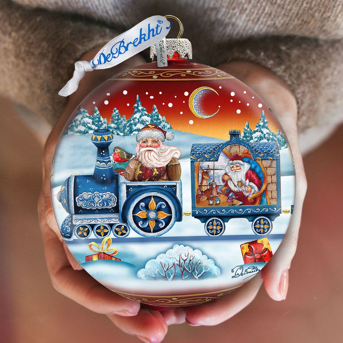 Express Train Ball Red Glass Ornament Limited Edition