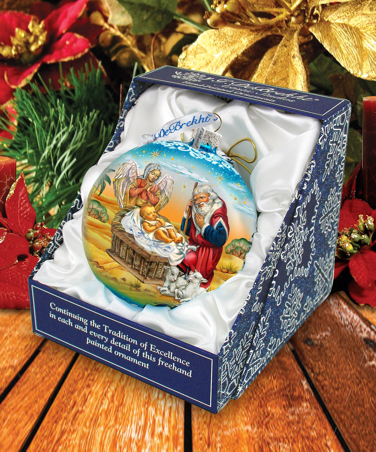 Adoration Glass Ornament Limited Edition by G. Debrekht - Nativity Holiday Decor Item 73864B