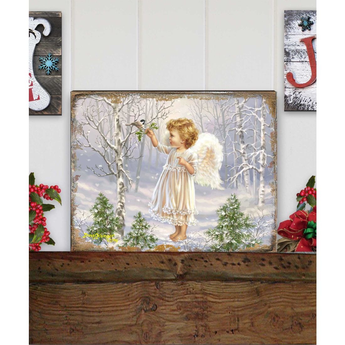 Little Winter Blessings Wooden Wall Art by D. Gelsinger - Nativity Holiday Decor - 95658B-1427