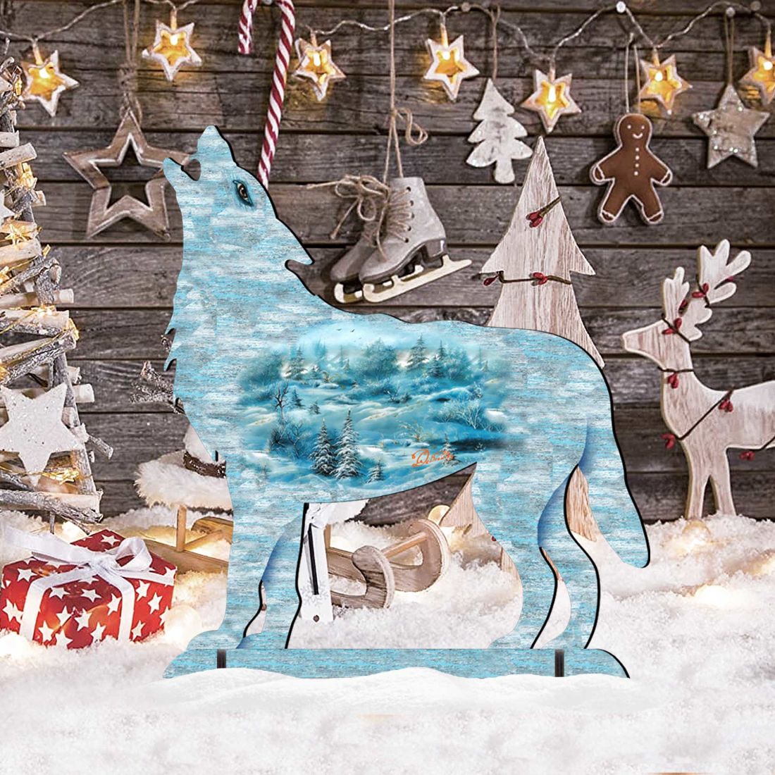 Winter Wolves Wildlife Outdoor Decor by G. DeBrekht - Wildlife Holiday Decor - 8198227F