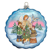 Winter Blessing Flower Glass Ornament by G. DeBrekht - Christmas Santa Snowman Decor - 759-021