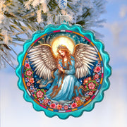 Angel of Healing Wreath Glass Ornament