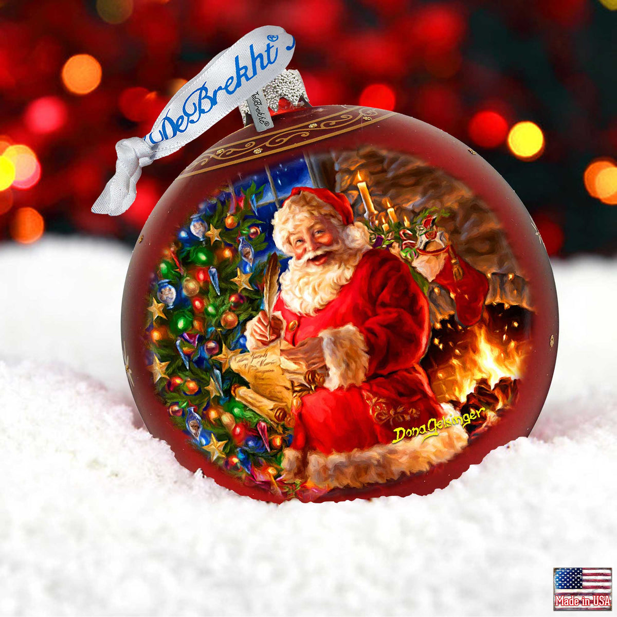 Wish List Santa Lg Glass Ornament in Red by Gelsinger - Christmas Decor - 73925R-DG