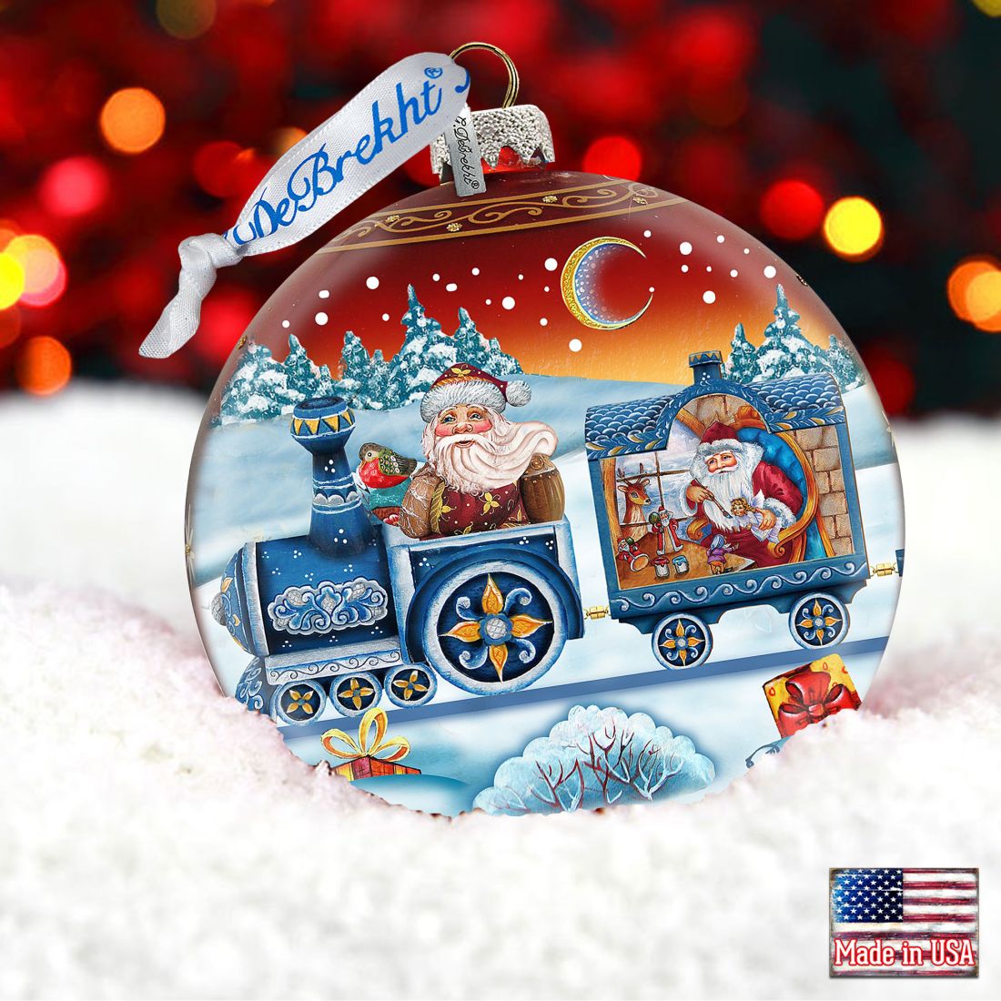 Express Train Ball Red Glass Ornament Limited Edition