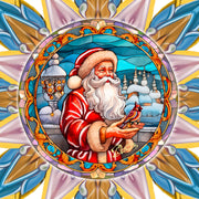 Santa with Cardinal Star Tree Topper Wooden Decor by G. Debrekht - Santa Snowman Decor - 89507