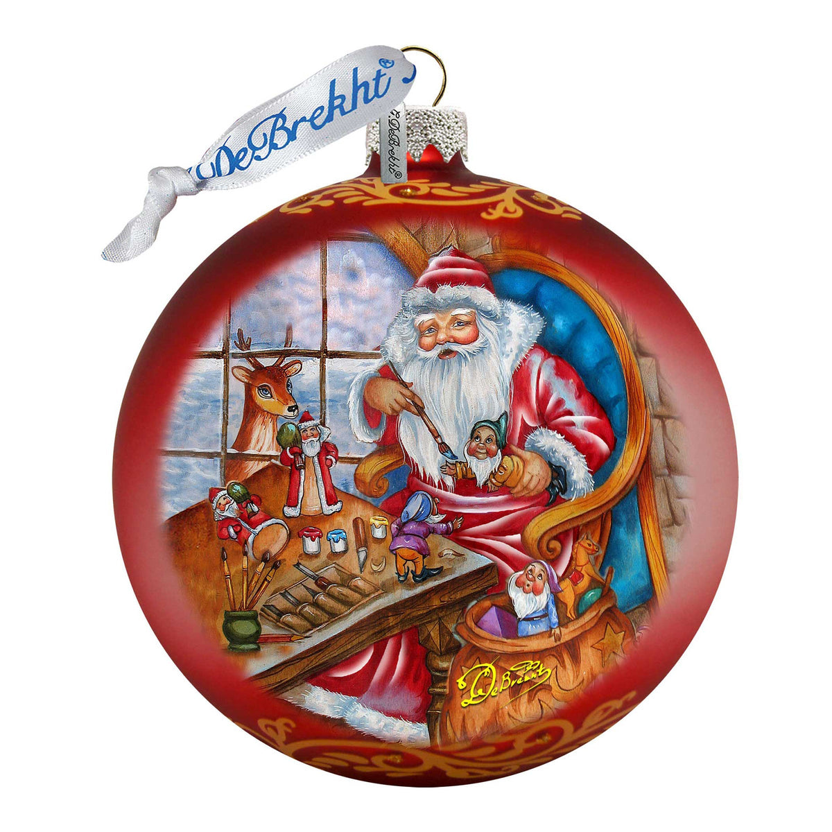 Santa Atelier Glass Ornament Limited Edition by G. DeBrekht - Christmas Santa Snowman Decor - 73903