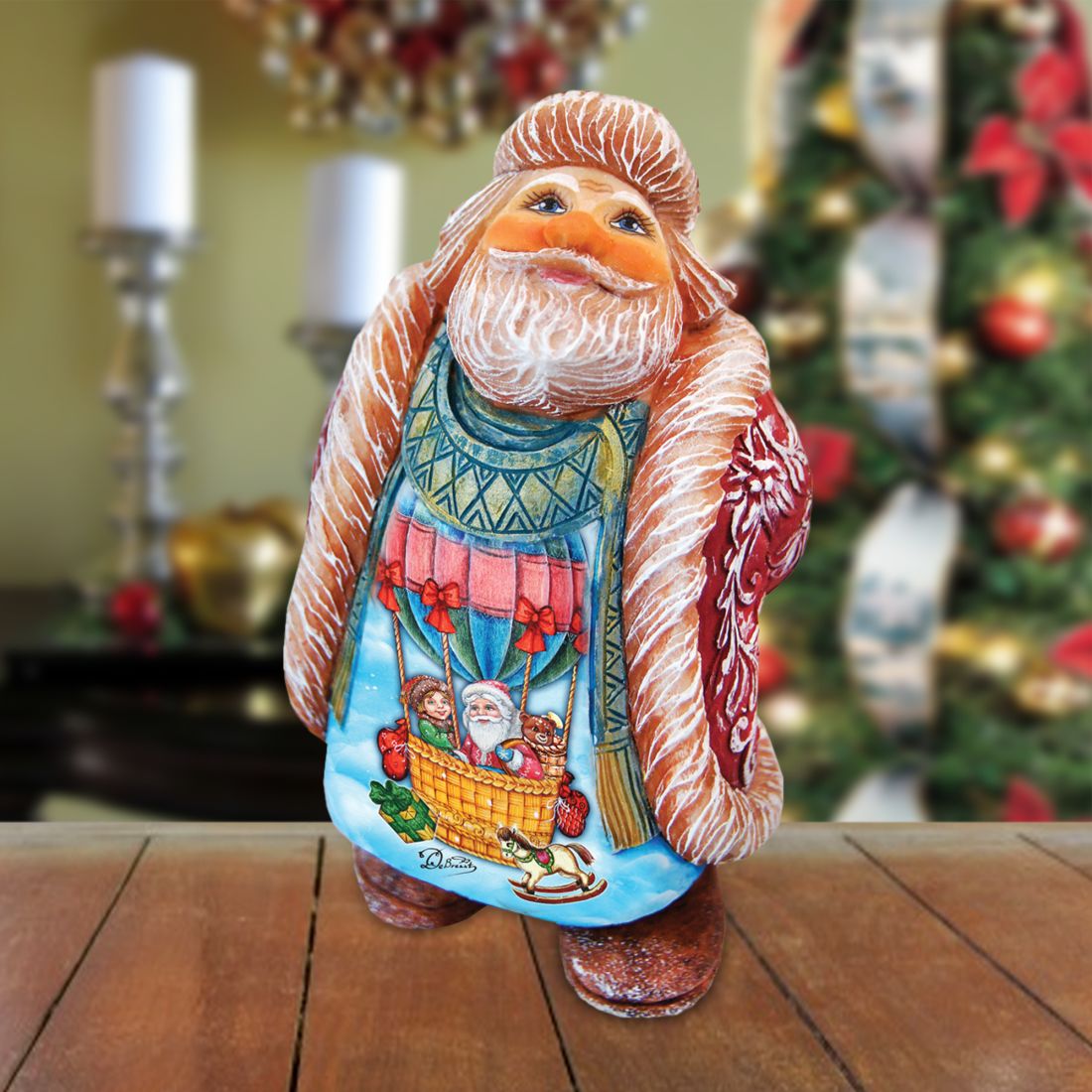 Balloon Ride Santa Handcrafted Christmas Figurine
