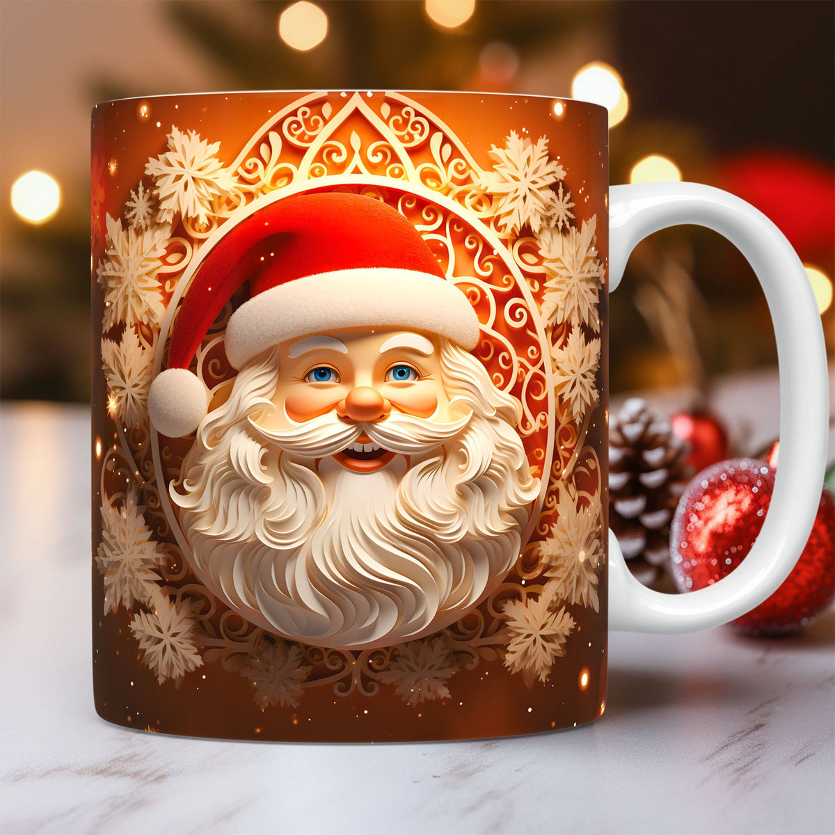 3D Santa Christmas ceramic mug