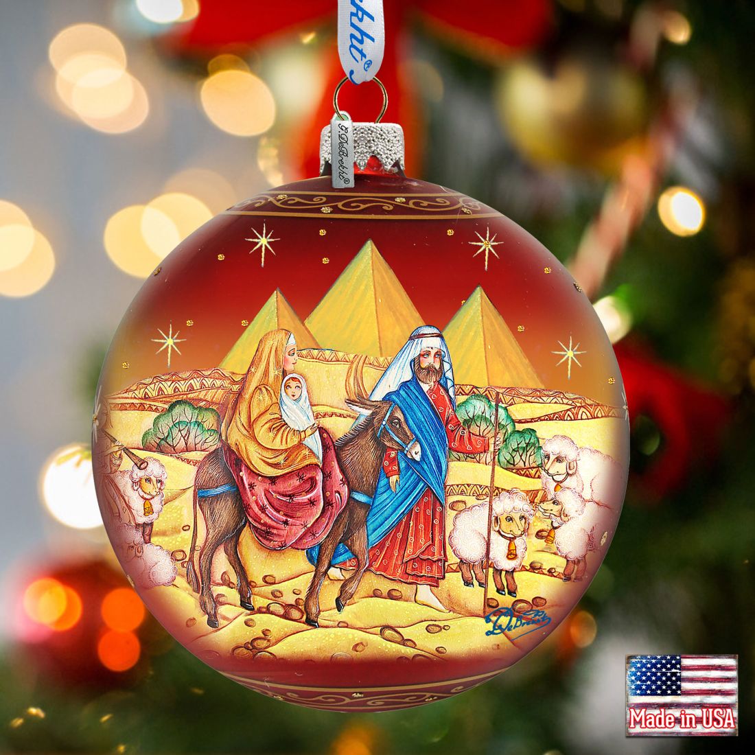 Journey to Bethlehem Glass Ornament Limited Edition by G. DeBrekht - Nativity Holiday Decor - 73878