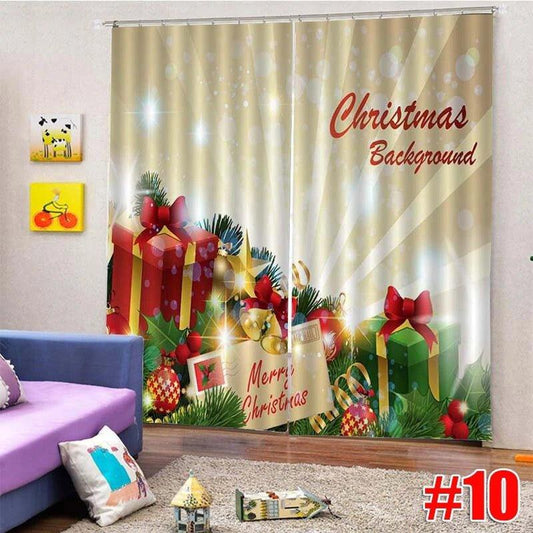 3D Christmas - Themed Printed Window Curtains - Festive Holiday Home Decor - Christmas Trees USA