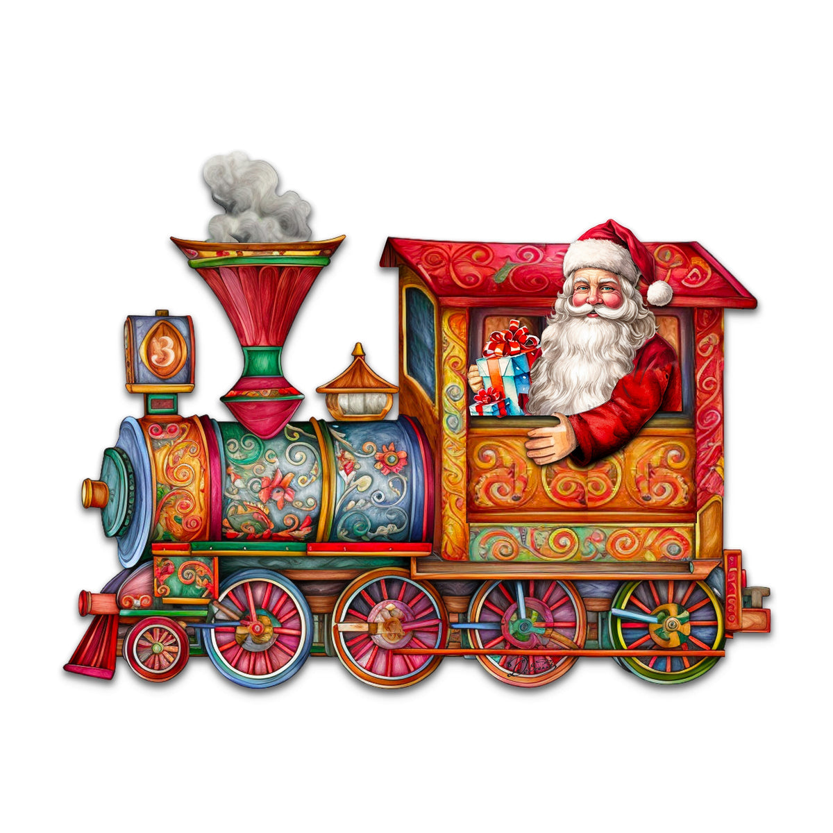 Santa's Train Holiday Door Decor by G. Debrekht - Christmas Santa Snowman Decor - 8611090H