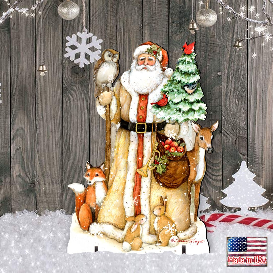 Ivory Santa Christmas Outdoor Decor by Susan Winget - Christmas Santa and Snowman Decor - 8471106F-SW
