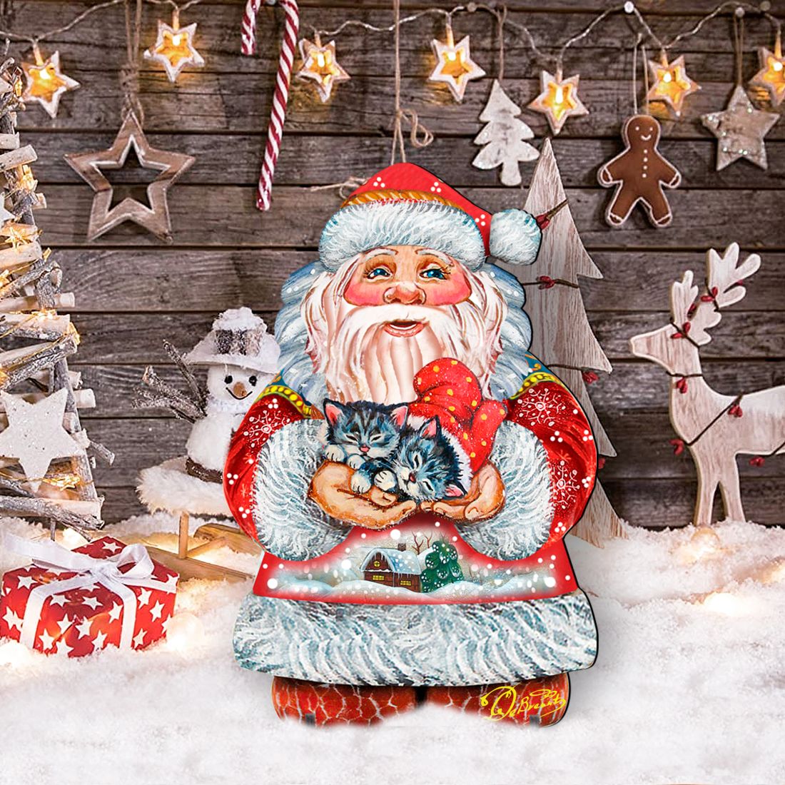 Holiday Kitten Santa Holiday Outdoor Yard Sign by G. DeBrekht - Christmas Decor - 8117808F