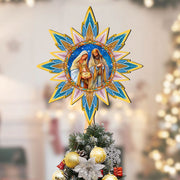 Born Under Bright Star Tree Topper Wooden Decor by G. Debrekht - Nativity Holiday Decor - 89503