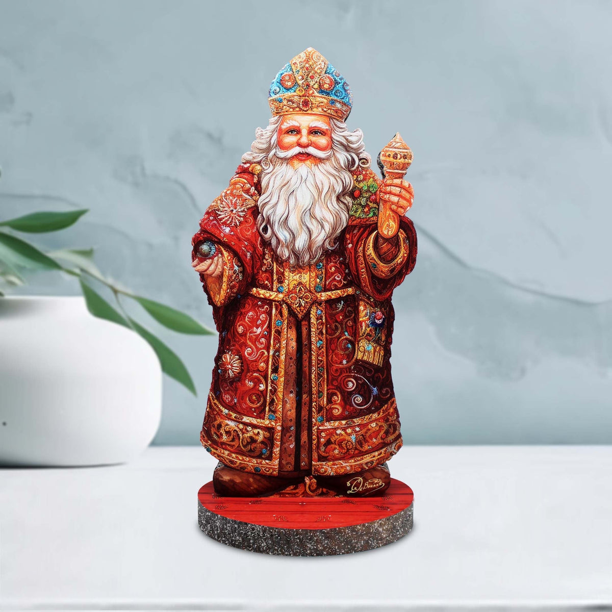 Festive Santa Limited Edition Centerpiece Wooden Figurine