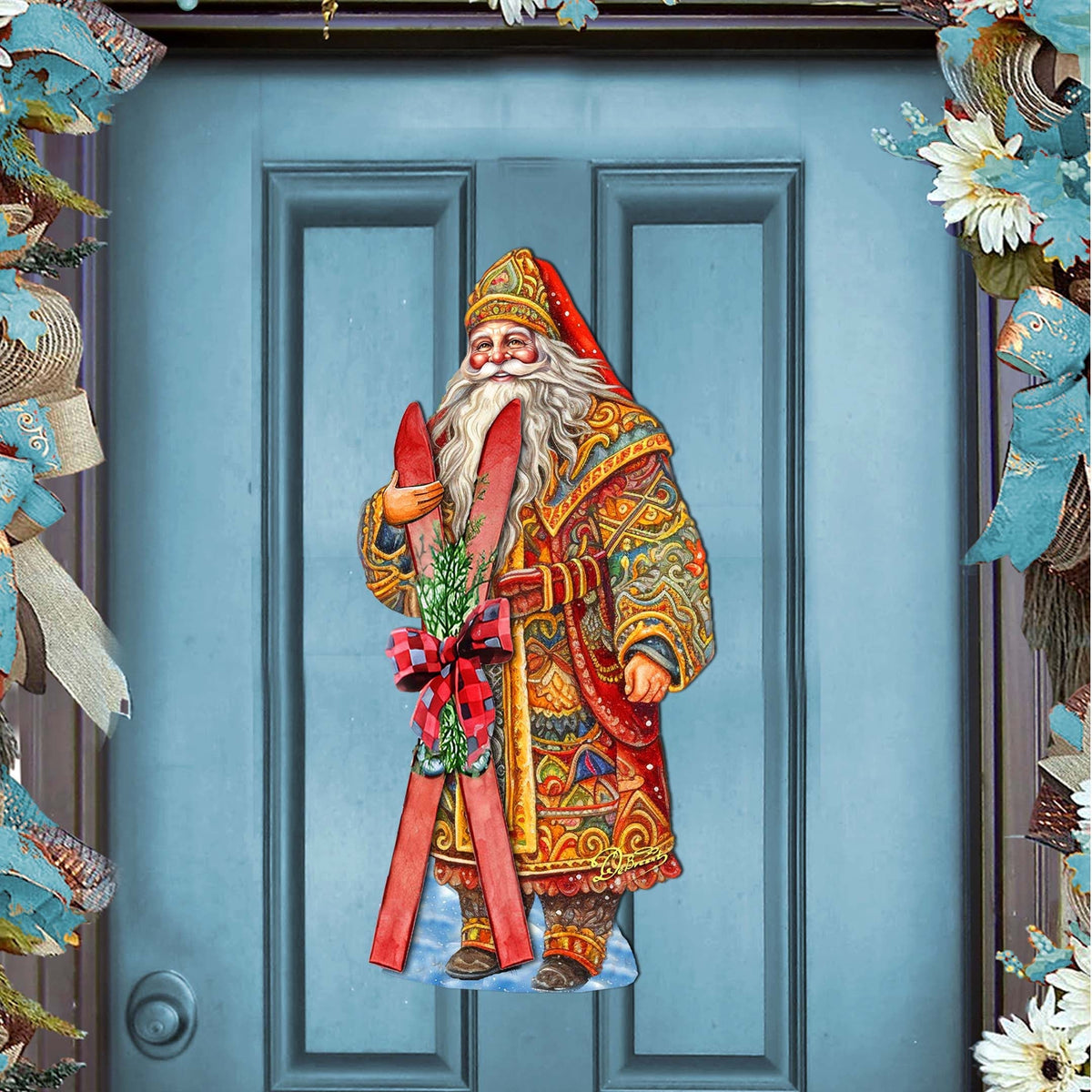Santa's Skiing Adventure Holiday Door Decor