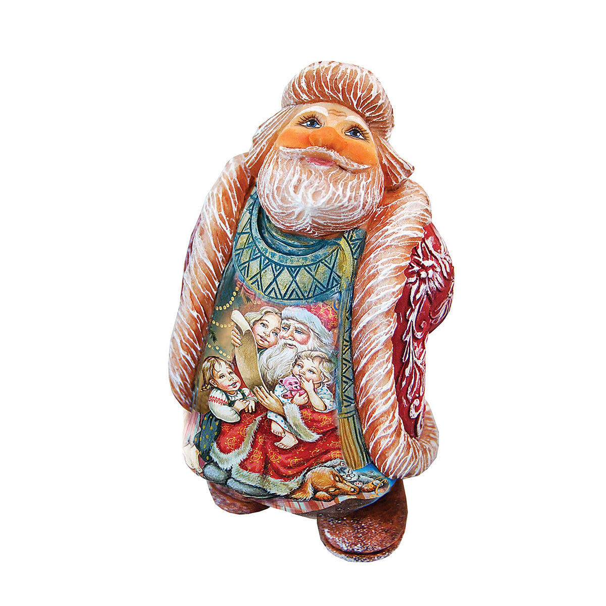 Santa checking his list Handcrafted Christmas Figurine - G. DeBrekht - Christmas Santa Snowman Decor - 534521