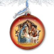 Born Under Bright Star Nativity Large Glass Ornament
