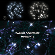 LED Mini Lights 5MM Cool White Twinkle Green Wire  6" Spacing