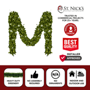Green Garland with Warm White Lights |  99'X 8"