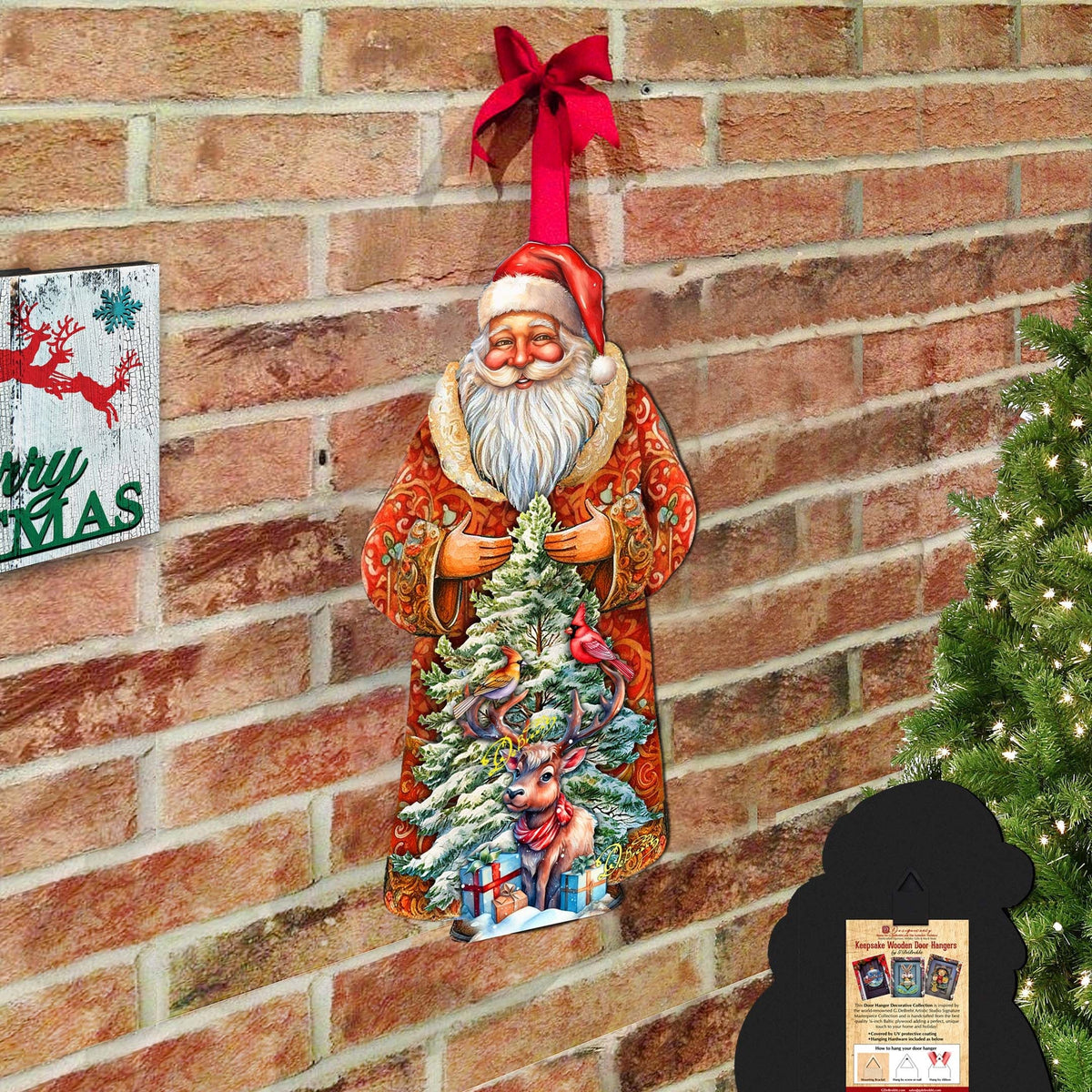 Santa with Forest Friends Holiday Door Decor