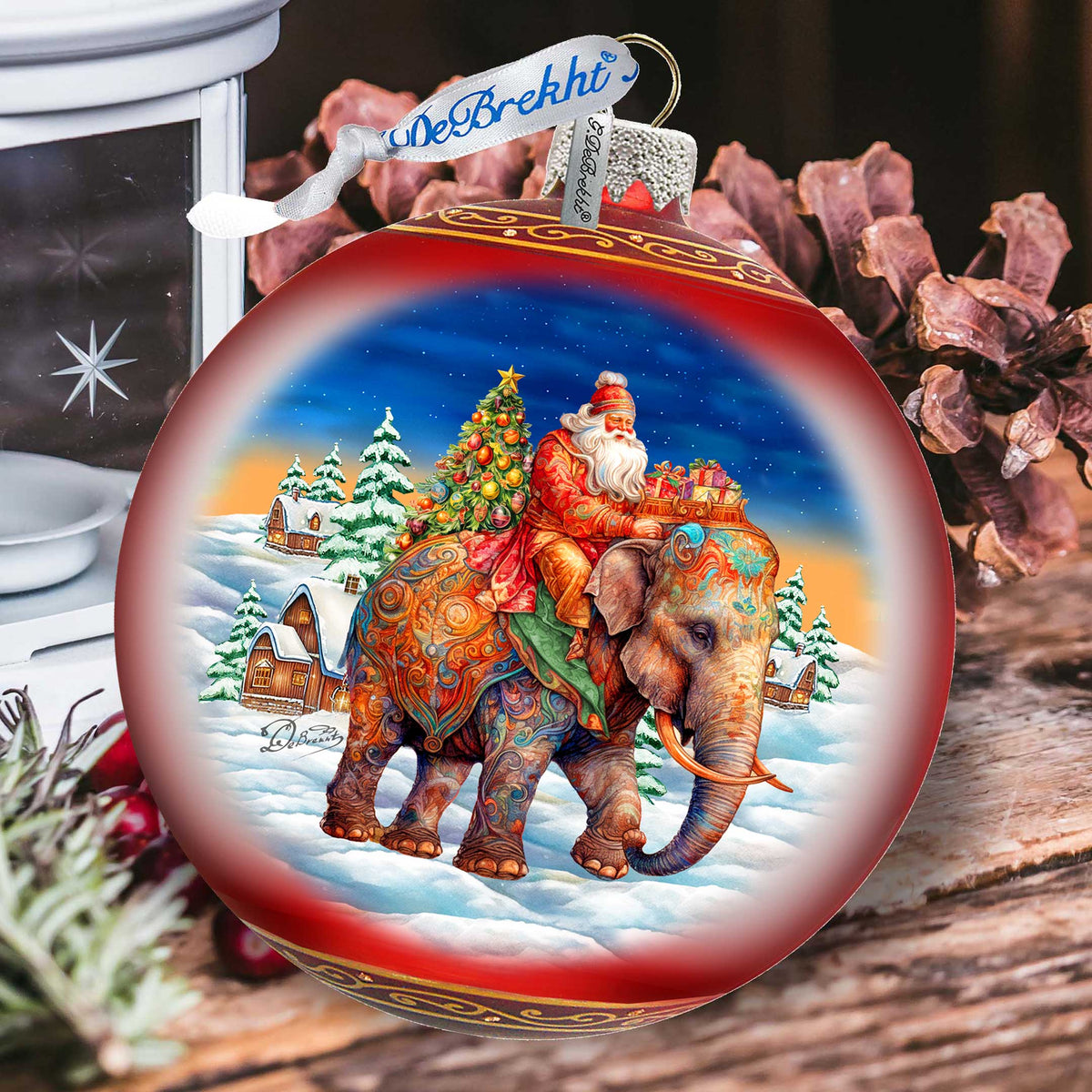 Safari Sleigh 5-Inch Glass Ball Ornament - Christmas Holiday Décor - 73945 Holiday Mercury Glass Ornament Christmas Tree Ornaments by GDebrekht