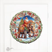Santa on Elephant Holiday Door Decor  by G. Debrekht - Christmas Decor - 8611043H