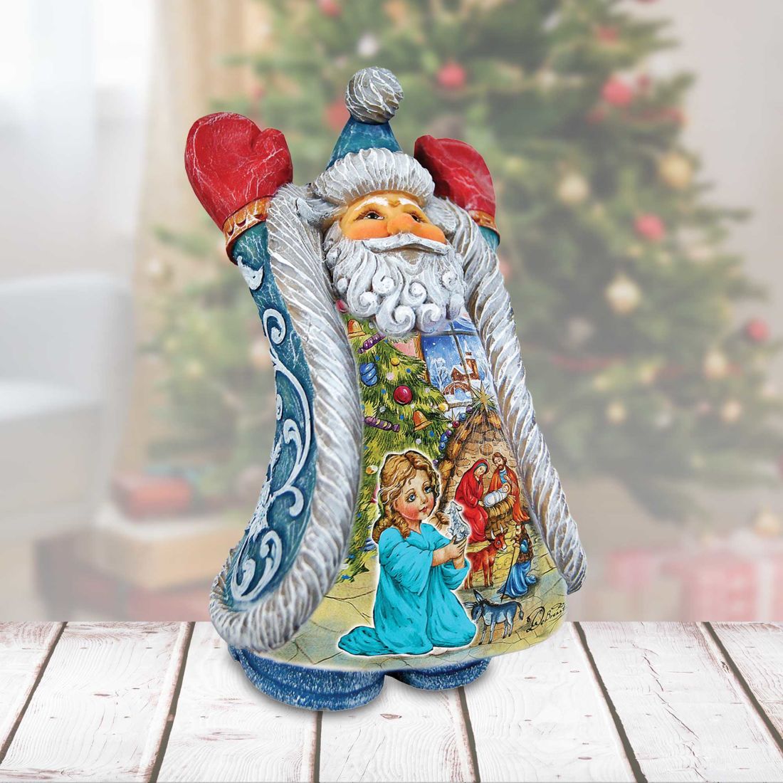 Christmas Night Greetings Santa Handcrafted Christmas Figurine