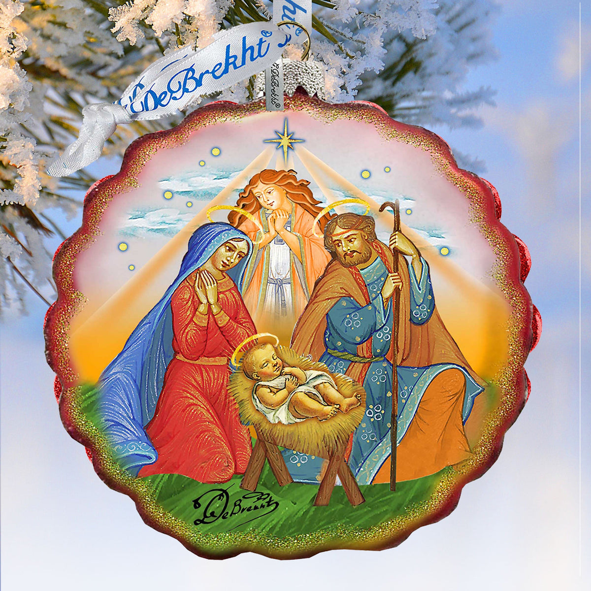 Miracle Nativity Flower Glass Ornament