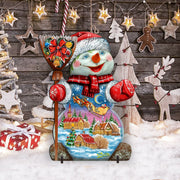 Santa in the Night Sky Snowman Christmas Outdoor Decor