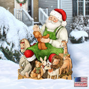 Merry Christmas Outdoor Scene with Santa and Snowman Decor by Susan Winget - 8471102F-SW