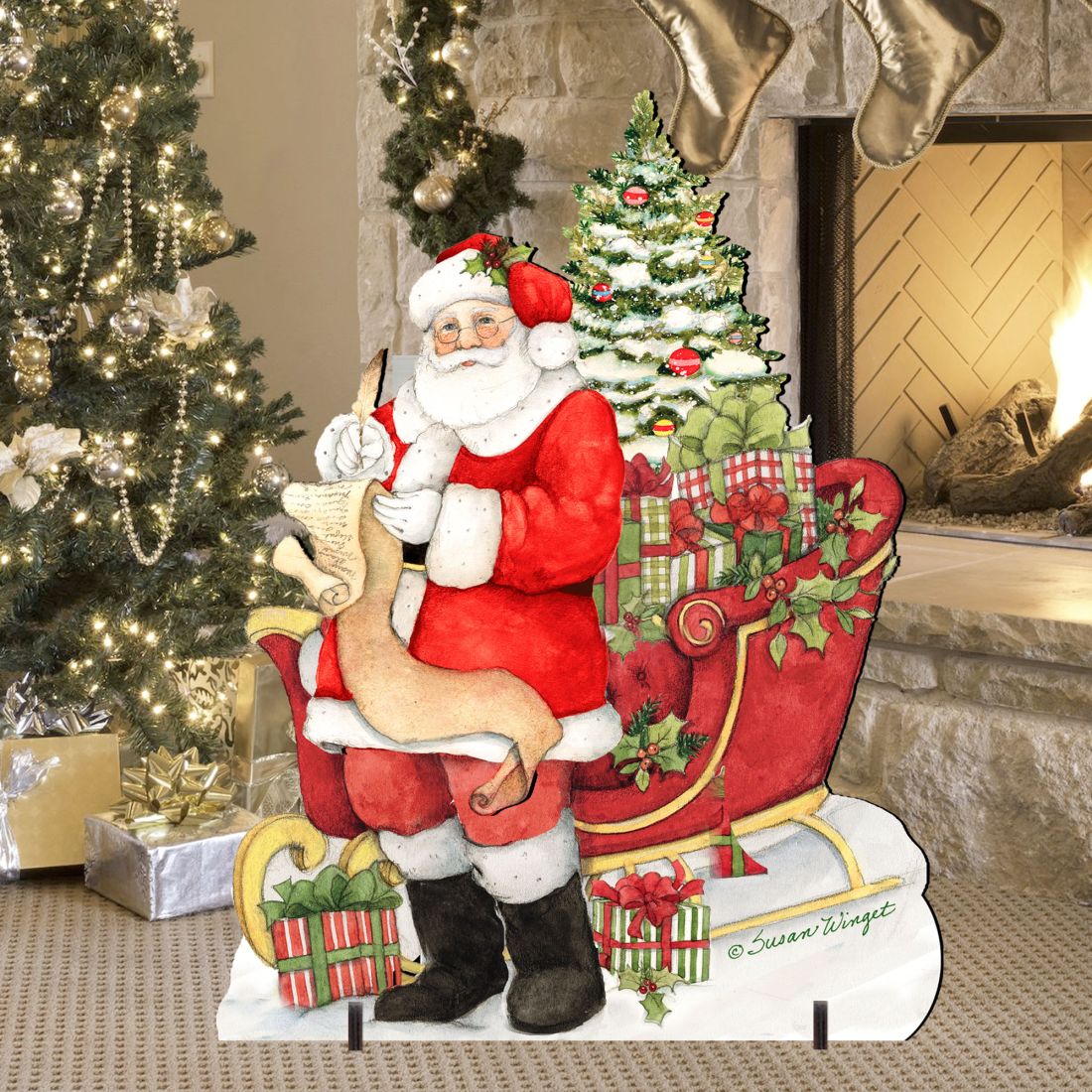 Christmas Wish List Outdoor Yard Sign by Susan Winget - Christmas Santa Snowman Decor - 8471101F-SW