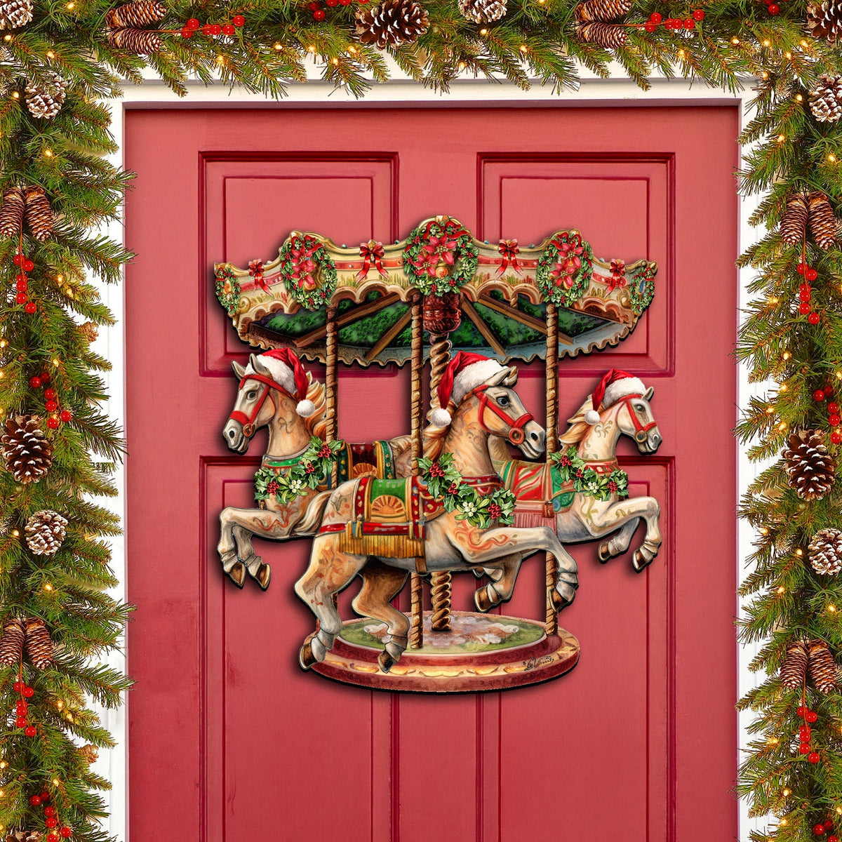 Christmas Carousel Holiday Door Decor  by G. Debrekht - Christmas Decor - 8611030H