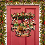 Christmas Carousel Holiday Door Decor  by G. Debrekht - Christmas Decor - 8611030H