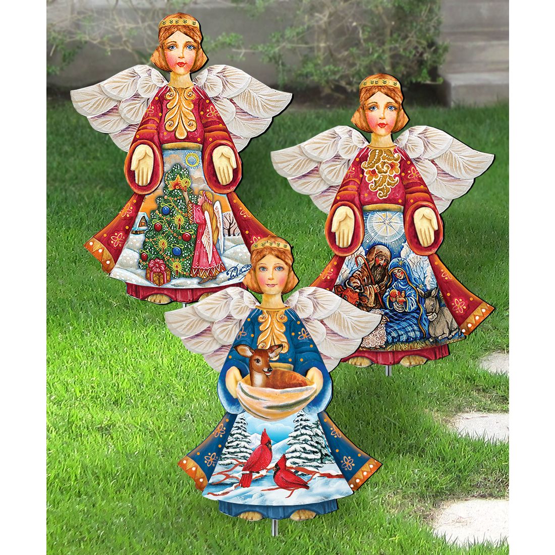 Blessed Angels Outdoor Walkway Outdoor Garden Decor Set of 3