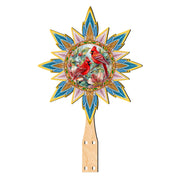 Christmas Cardinals Star Tree Topper Wooden Decor