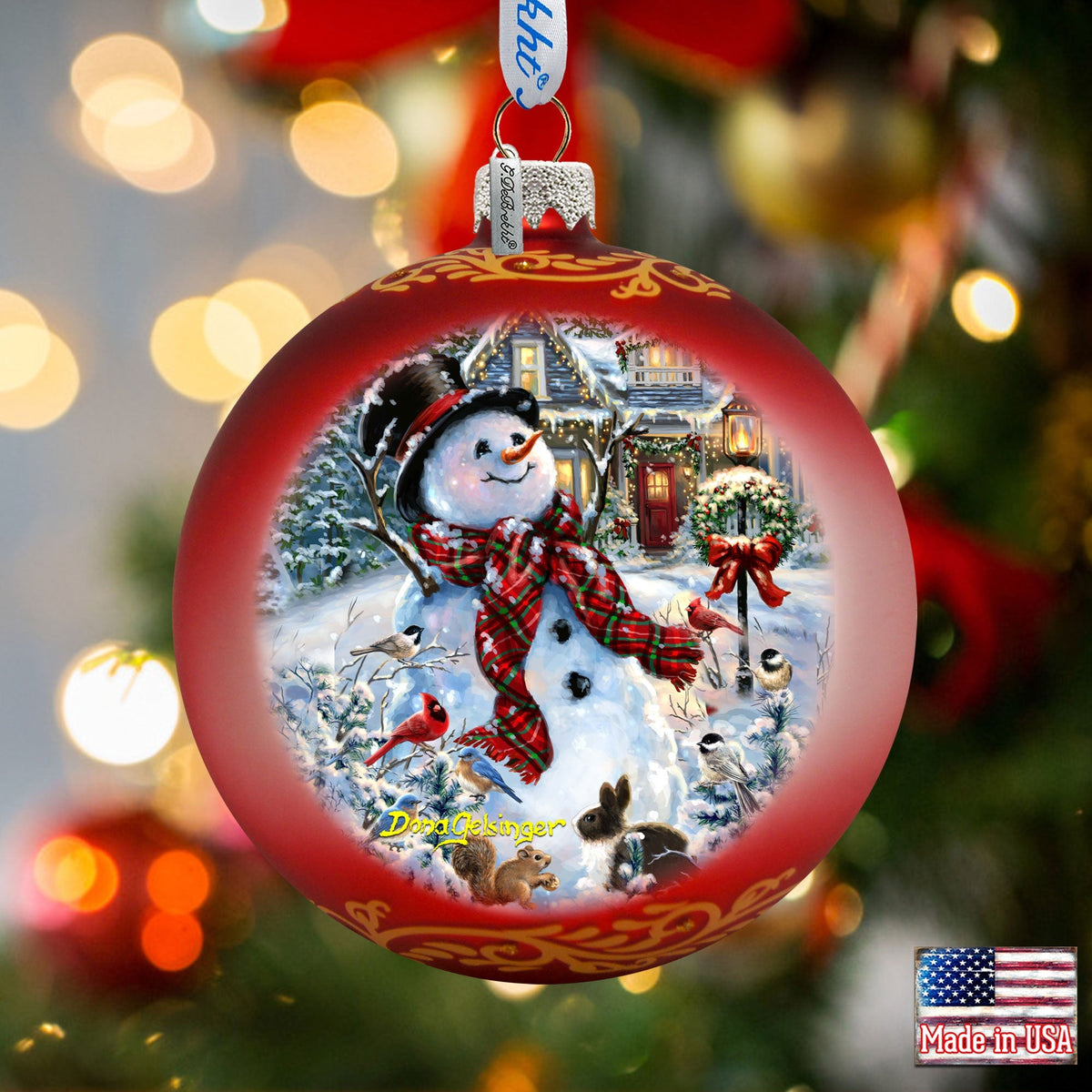 An Old-fashioned Christmas Glass Ornament by D. Gelsinger - Christmas Santa Snowman Decor - 71117-1563