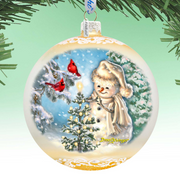 Glowing Snowman Lg Glass Ornament in Gold by Gelsinger - Christmas Decor - 73926G-DG